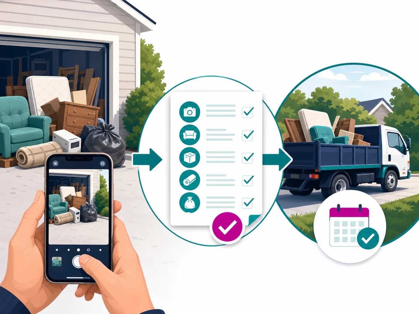 Photo upload workflow for a hauling quote.