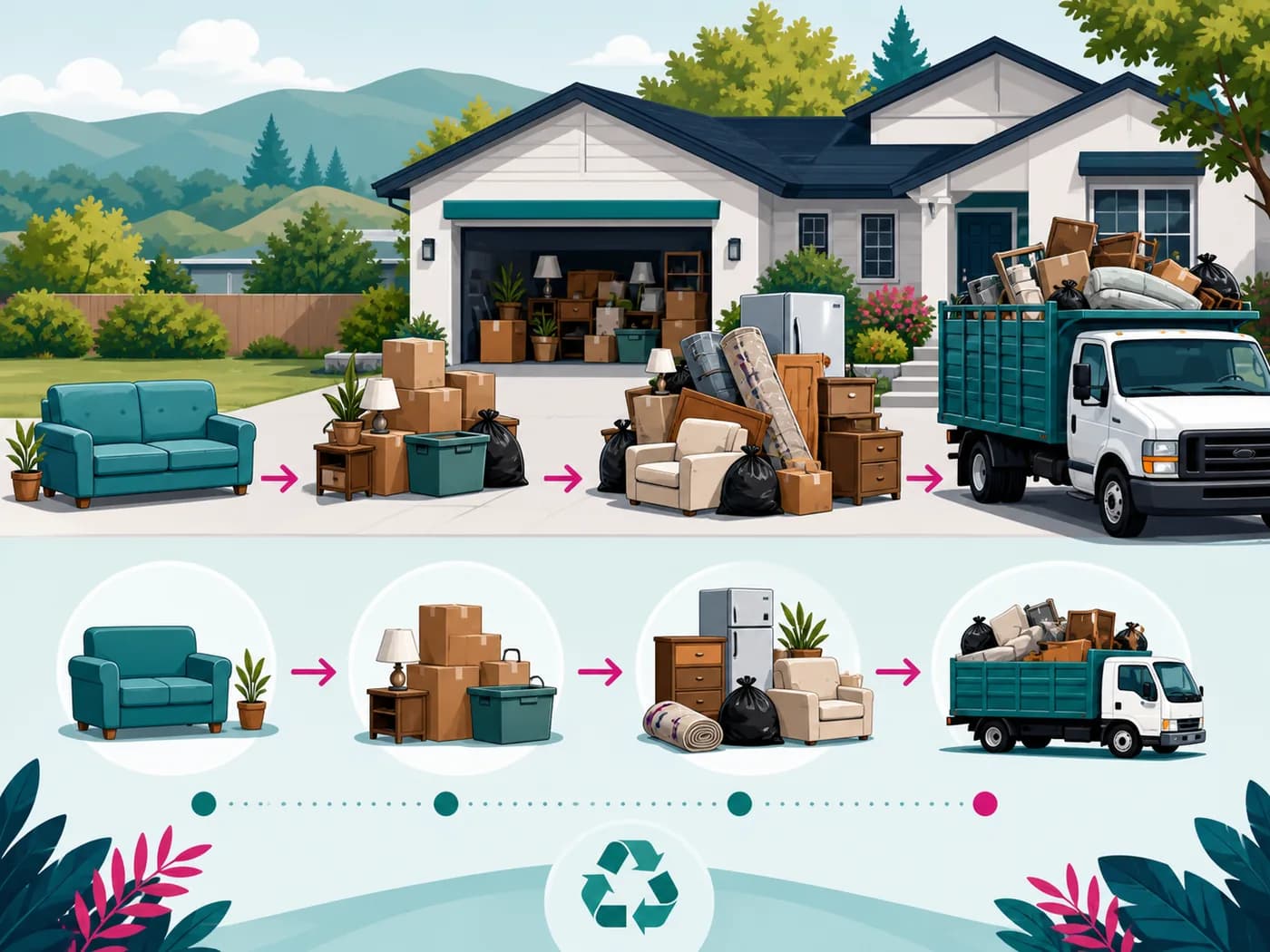 Hauling service options from single items to full house cleanouts.