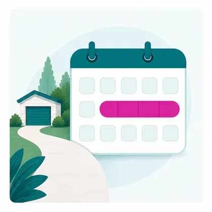 Minimal calendar showing a selected pickup window near a driveway.